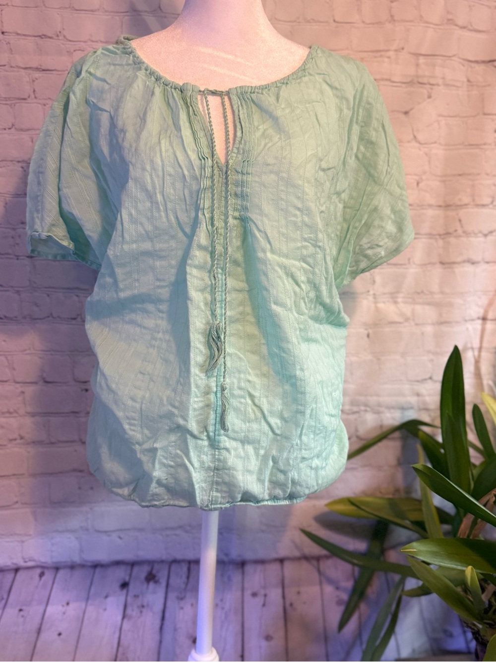 LOFT Mint Green Peasant Top